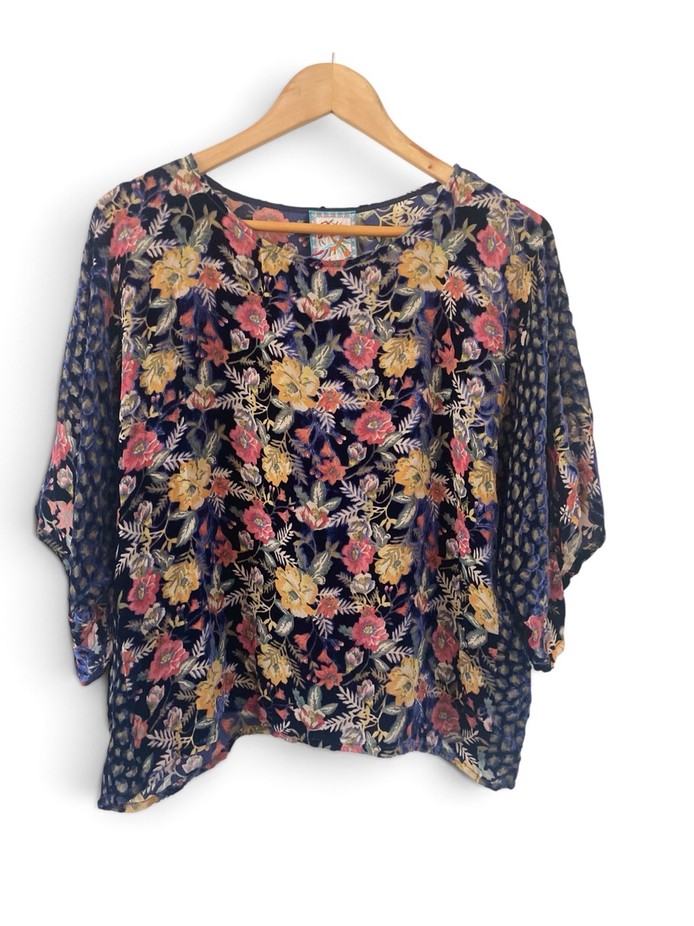 NWT Johnny Was Floral Silk Burnout Blouse Sz Small